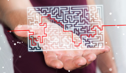Poster - Businessman searching solution of a complicated maze