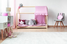 Grey And Pink Girls Bedroom