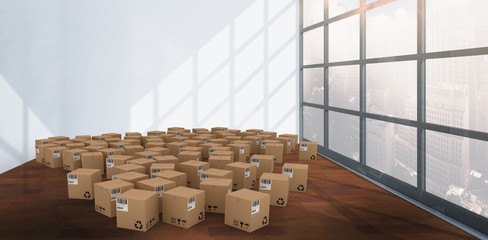 Poster - Composite image of group of digital composite cardboard boxes