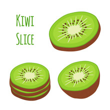 Tropical Fruit, Exotic Kiwi Set. Cartoon Flat Style. Vector Illustration