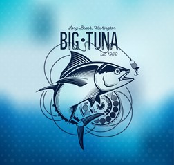 Poster - Fishing labels, badges, emblems and design elements. Illustrations of Tuna