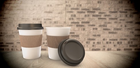 Poster - Composite image of disposable coffee cup 