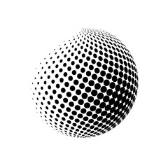 Wall Mural - abstract globe dotted sphere. 3d halftone effect vector background. black and white vector illustrat