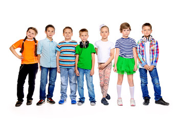  kids in bright clothes