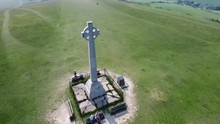 Aerial View Historic Cross On Isle Of Wight England Near Cliff