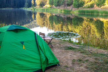 Poster - Camping Akgol Lake with Reflection