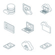 Cloud computing isometric icons set