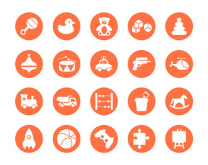 Toys circular icons set