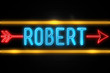 Robert  - fluorescent Neon Sign on brickwall Front view