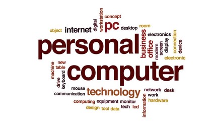 Canvas Print - Personal computer animated word cloud, text design animation.