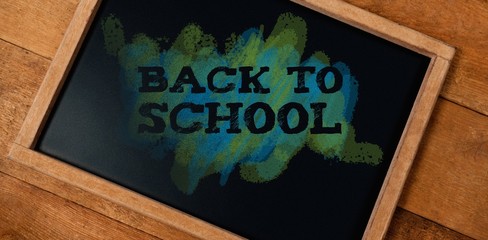 Wall Mural - Composite image of back to school text on green and blue splash