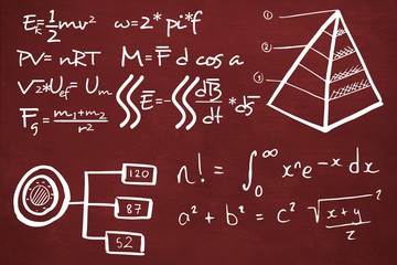 Poster - Composite image of mathematical equations with triangle shape