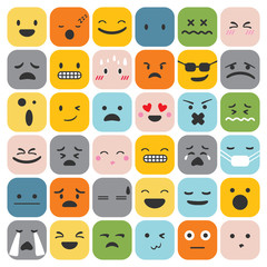 emoji emoticons set face expression feelings collection vector illustration