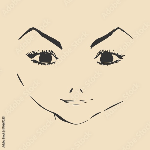 Little Girl Profile Silhouette Vector Illustration Cute
