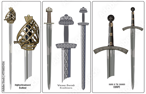 Cuadros en Lienzo Ancient Europe weapon - set of swords