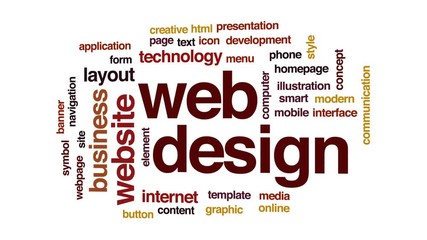 Wall Mural - web design animated word cloud, text design animation.