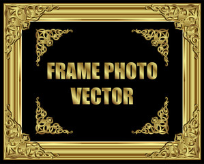 Leinwandbilder - Vintage frame retro decoration corner template design.Gold photo frame with corner line floral for picture, Vector design decoration frame pattern style.frame floral border template illustration