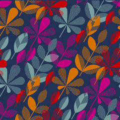 Wall Mural - autumn leaf fall geometry modern motif in bright vivid color. vector illustration for surface design