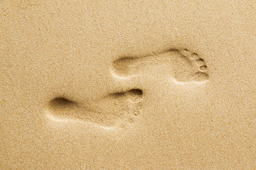 Footprints on beach.