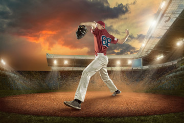 Wall Mural - Baseball players in action on the stadium.