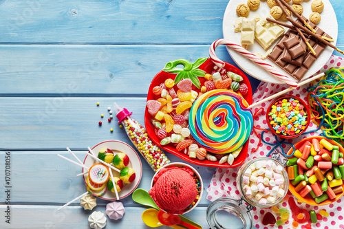 Cuadros en Lienzo Colorful childs sweets and treats