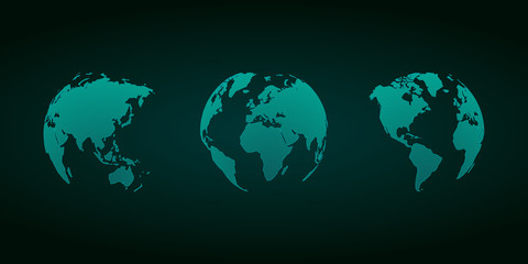 Wall Mural - 3D vector globes green set