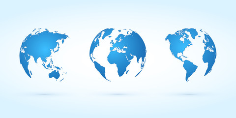 Wall Mural - blue globes vector set planet earth