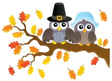Thanksgiving Owls Thematic Image 1