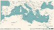 © Porcupen - Mediterranean sea Map - Vintage Vector Illustration