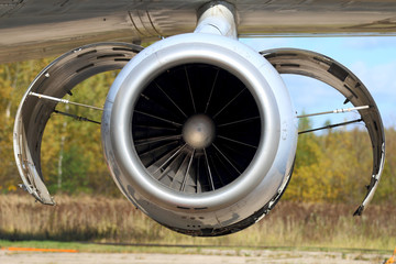 Wall Mural - Jet airplane engine with opened covers