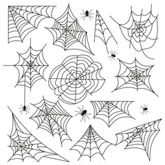 cobweb set spider web halloween black vector