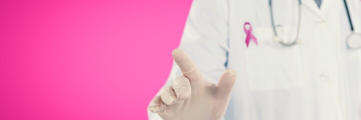 Poster - Composite image of doctor touching an digital screen 