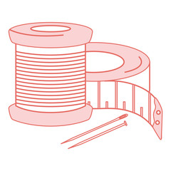 Wall Mural - sewing thread tubes with needle and tape measure vector illustration design