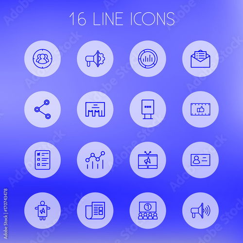 Set Of 16 Advertising Outline Icons Set Collection Of Direct