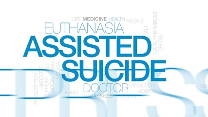 Poster - Assisted suicide animated word cloud, text design animation. Kinetic typography.