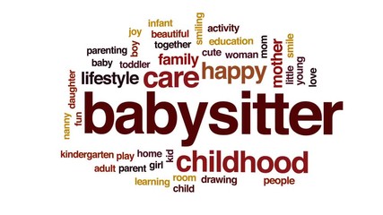 Canvas Print - Babysitter animated word cloud, text design animation.