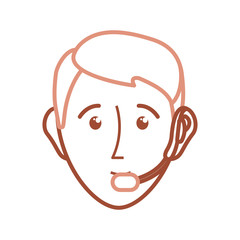 flat  line colorful face man  call center over white  background vector illustration