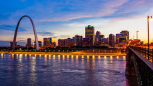 St Louis, Missouri Skyline And Gateway Arch At Night (logos Removed)