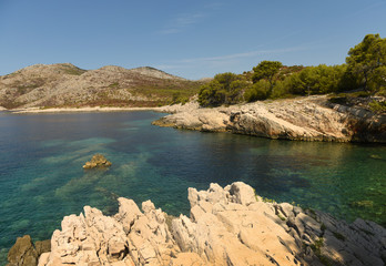 Canvas Print - Beautiful mediterranean bay. Skrivena Luka, island of Lastovo, Croatia