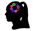 Girl silhouette with a brain gears