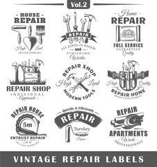 Wall Mural - Set of vintage repair labels. Vol.2