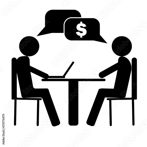 Vector Image Two People Talking About Business And Work Sitting At