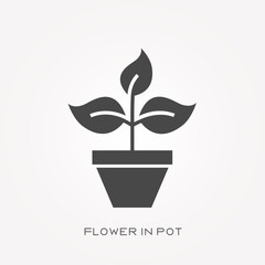 Silhouette icon flower in pot