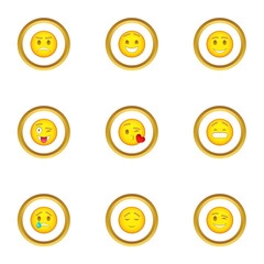 Poster - Face with different emotions icons set