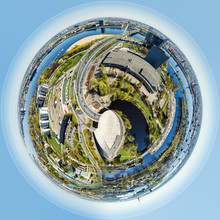Little Planet 360 Degree Sphere. Panorama Of Riga, Latvia