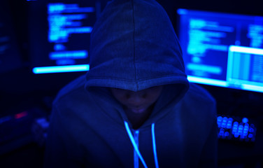 Wall Mural - hacker with computer background