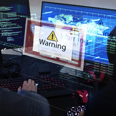 Wall Mural - hacker hacking a cyberspace network
