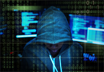 hacker hacking a cyberspace network