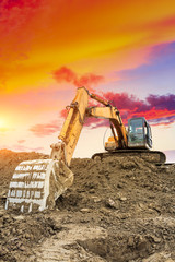 excavator in construction site