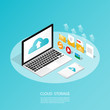 © Sarawut St - isometric computer smartphone,upload cloud storage backup anywhere vector